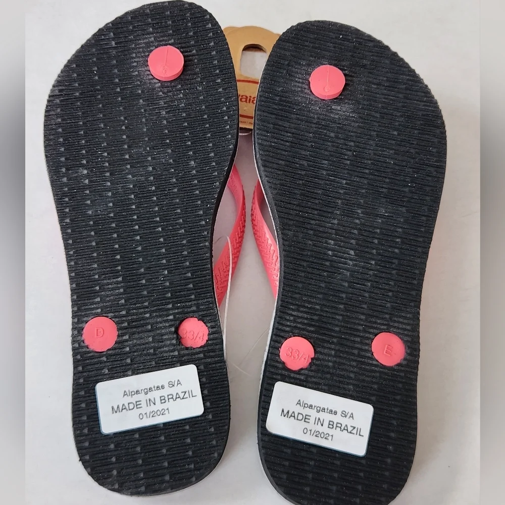 NEW! || HAVAIANAS || Youth 3/4 flip flops, leopard print and pink
